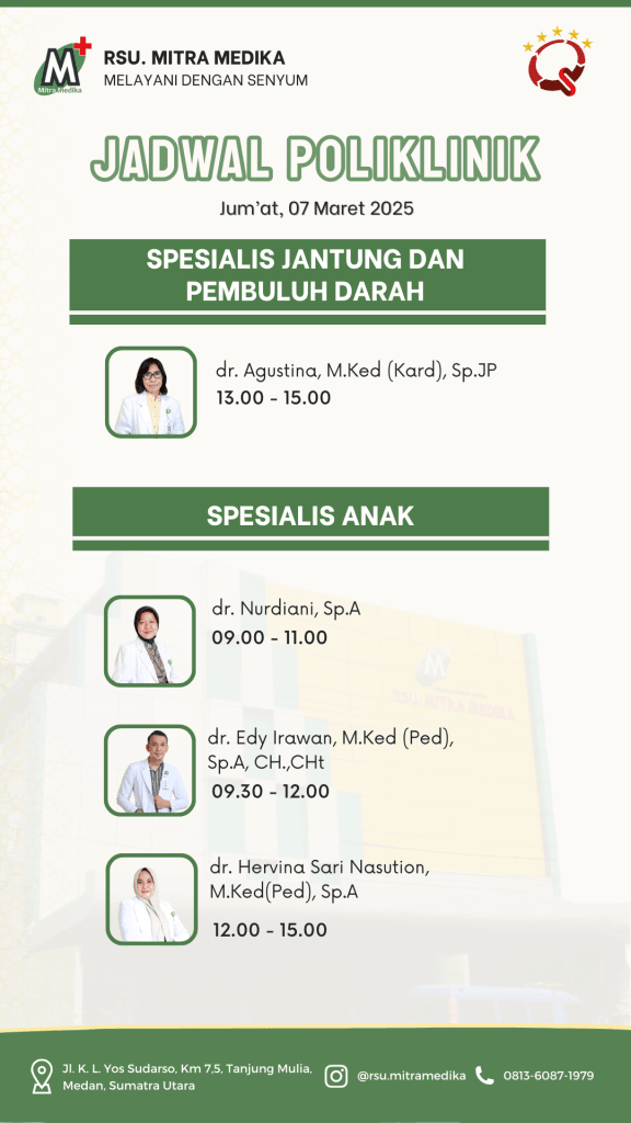 Jadwal Poliklinik Dokter Spesialis Jantung & Spesialis Anak
